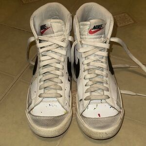 Nike White and Black High-Tops with Colorful Accents